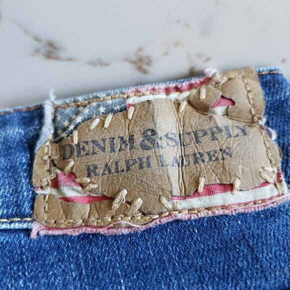 Ralph Lauren Jeans Womens 32x25 Mom High Rise Skinny USA Flag Boho Denim Supply - Picture 4 of 13